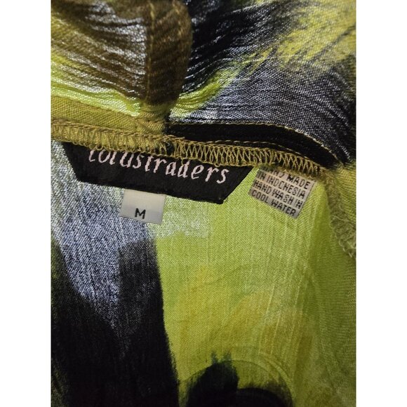 Lotus Traders Draped Open-front cardigan Green Abstract Print- Medium Bohemian - Picture 3 of 5